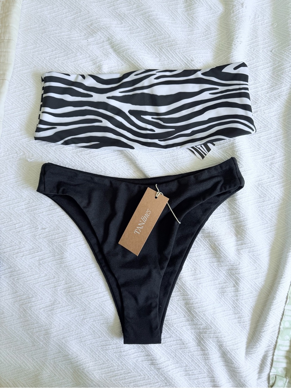 TANlines Zebra Bandeau & Black Bikini Bottoms